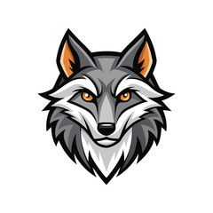 Wolf head color icon line out vector illustration design on white background.	
