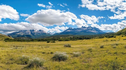 Obraz premium Beautiful mountain landscapes in Torres Del Paine National Park, Chile. World famous hiking region. Panorama