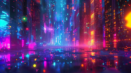 Fototapeta premium Vibrant Lights in a Mysterious Digital World