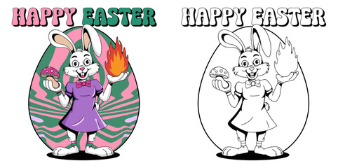 Psychedelic Easter bunny t-shirt vector design