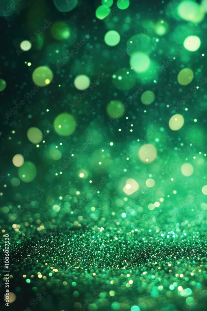 Poster a vibrant green background filled with numerous lights, ideal for use in digital designs and present