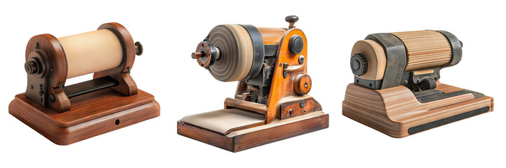 Drum sander isolated on transparent background, Set of