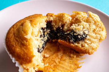 Chocolate coconut cake on a pink plate