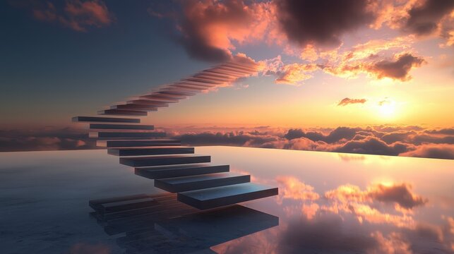 Stairs in the sky, for a surreal or aspirational concept