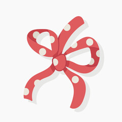 Illustration of Red polka dot bow tie isolated on white. Hand drawn vector.