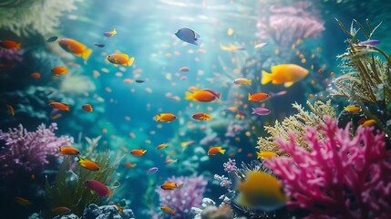 Fototapeta premium Serene underwater scenery with marine plants