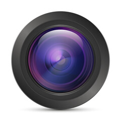 Photo video camera lens isolated front view realistic vector