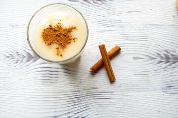 Boza, a winter drink made from cultural Turkish grains, in close-up