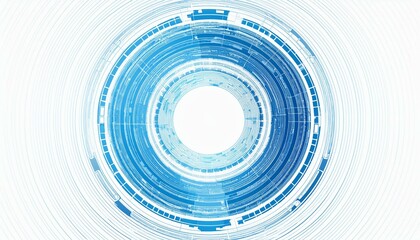 abstract white background with blue circle rings digital future technology concept  illustration