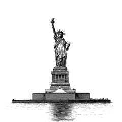 Fototapeta premium Statue of Liberty and NYC skyline illustration