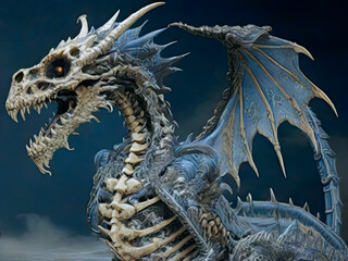 Fictional skeleton of a scary fairy tale dragon