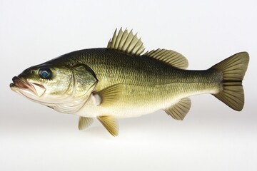 Fototapeta premium A large fish with its mouth open on a white surface, perfect for food or aquatic themed illustrations