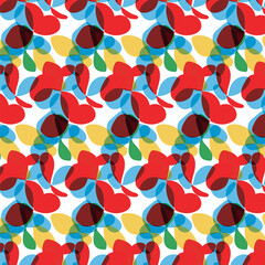 Abstract seamless pattern with hand drawn vintage groovy daisy flowers. 