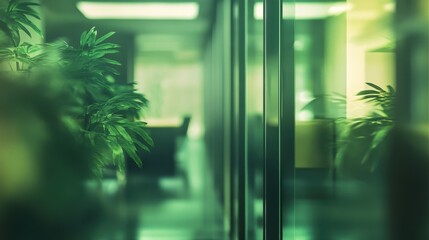 Blurred View of Greenery Through Glass Doors