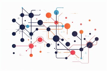 Abstract geometric network diagram with colorful nodes and lines