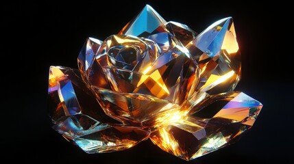 Chrome liquid metal rose flower. 3D render, modern design. Isolated holographic futuristic floral icon. Y2K, brutalism retro futurism bloom concept.