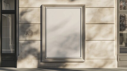 blank vertical billboard in a shop window, a mockup template for design presentation.