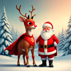 Father Christmas with rudolph the reindeer