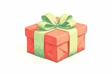 Obraz premium A beautifully wrapped gift box with a vibrant red exterior and a soft green bow, perfect for celebrations, holidays, birthdays, and special occasions to share joy and surprise.