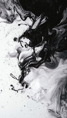 An abstract black and white background resembling swirling liquids