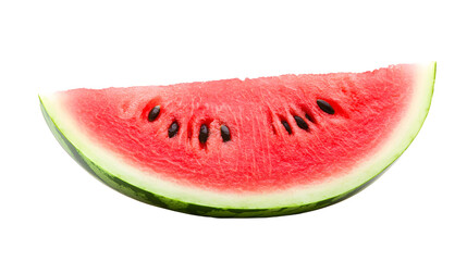 2D vector graphic of a ripe watermelon slice with visible seeds on a plain white background