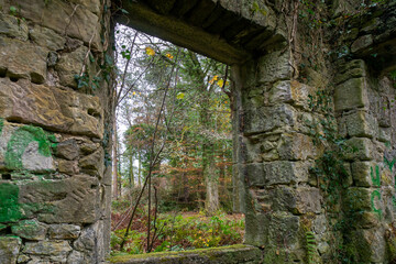 Dams to Darnley Country Park. Ruin of Waulkmill Glen. Appears on a map of 1852 as a roofless ruin....
