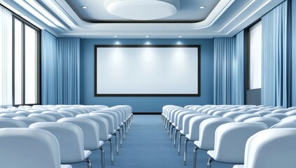 Modern School Classroom with Desks, Whiteboard, and Windows