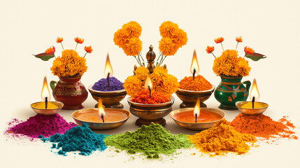 Celebrate the vibrant Tihar festival in Nepal with colorful oil lamps and marigolds creating a festive atmosphere
