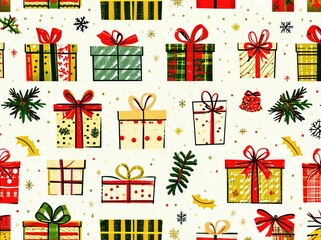 A Beautiful and Festive Christmas Gift Wrapping Pattern Perfect for Holiday Celebrations