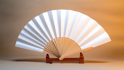 Simple White Paper Folding Fan Against a Plain Background