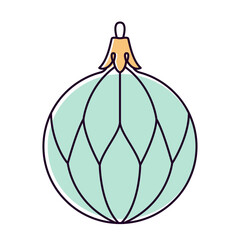 Vector christmas ball doodle style. Hand drawn line art, blue color isolated globe decorative for christmas trees, new year and christmas bauble. Vector illustration