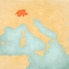 Map of Italian Peninsula - Switzerland