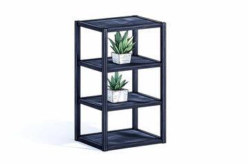 Modern Minimalist Shelf with Potted Plants for Stylish Home Decor, Featuring Three Shelves Ideal for Organizing, Displaying, and Enhancing Any Interior Space Aesthetic