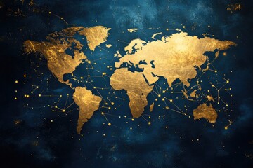Naklejka premium Global connectivity: world map showing international communication and data exchange
