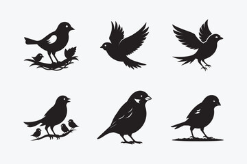 Discover a stunning collection of bird silhouette vectors, perfect for creative projects. These high-quality, scalable designs feature elegant bird silhouette in various poses.