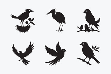 Discover a stunning collection of bird silhouette vectors, perfect for creative projects. These high-quality, scalable designs feature elegant bird silhouette in various poses.