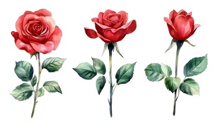 Watercolor Garland rose blossom pattern flower.