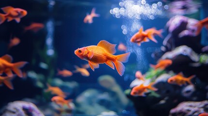 Aquarium with red fish