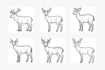 Deer Line Art Illustration vector bundle. These high-quality, scalable designs feature elegant deer outlines in various poses.