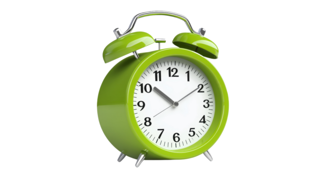 Green alarm clock transparent background - Powered by Adobe