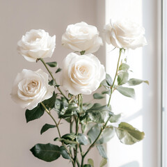White roses, natural light, ultra-clear, clear picture quality.