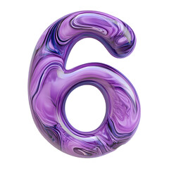 Purple number 6 PNG on transparent background