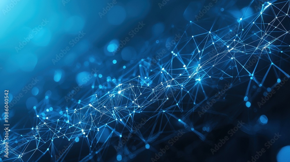 Wall mural abstract technology and science background, mesh or network with lines and geometric shapes