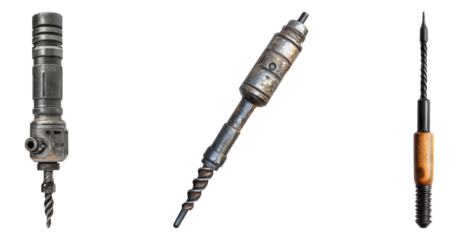 Hand drill isolated on transparent background, Set of