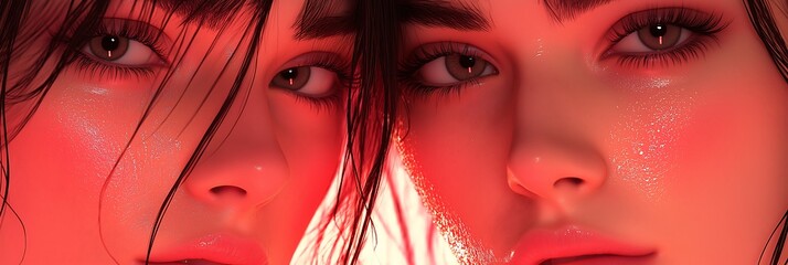 presentation slides in shades of bright neon pink showcasing a dating app for women, fashion retro funk style