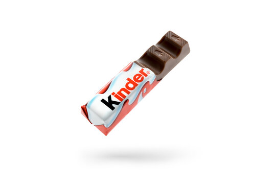 Open Kinder Chocolate Bar Showing Creamy Milk Layers isolated with transparent shadow
