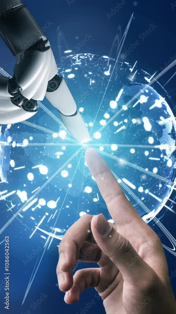 Poster 3d rendering artificial intelligence ai research of robot and cyborg development for future of peopl