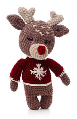 Knitted deer doll.