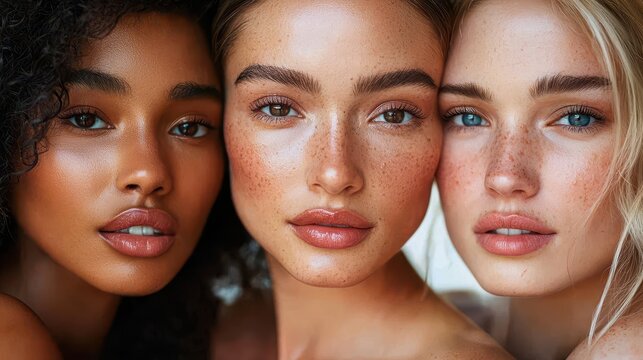 Women friends with different skin types