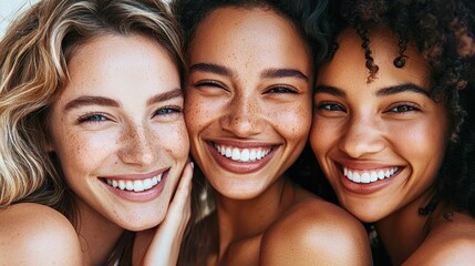 Women friends with different skin types